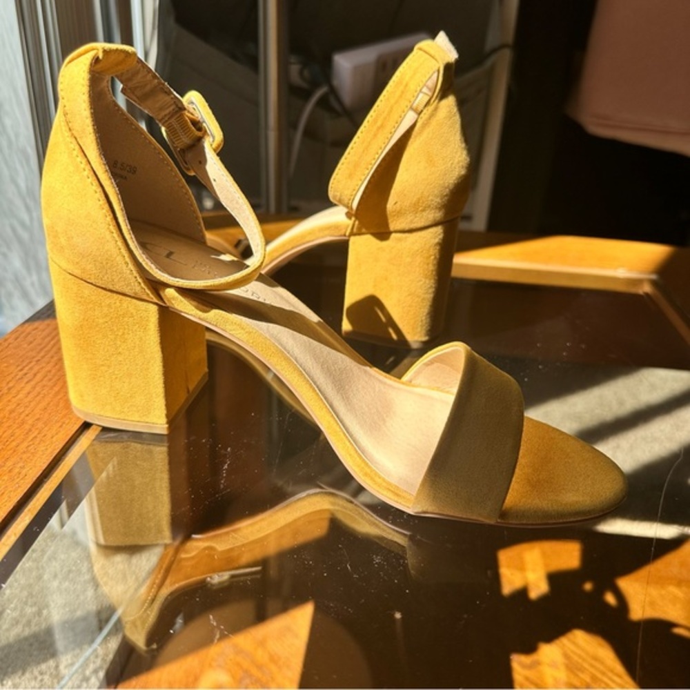 Chinese Laundry Mustard Yellow Block Heel Sandals